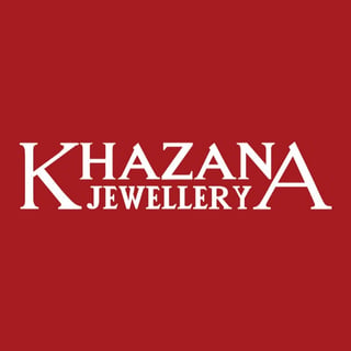 Khazana Jewellery logo in white text on red background