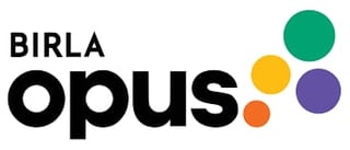 BIRLA opus logo with black text and colorful circles in green, yellow, orange, and purple